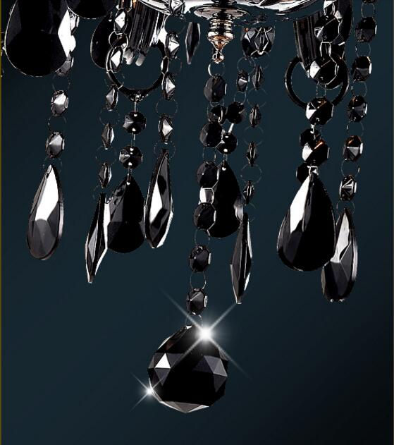 Thumbnail: Modern Brief Black Candle Crystal Chandelier Lamps Dining Bedro