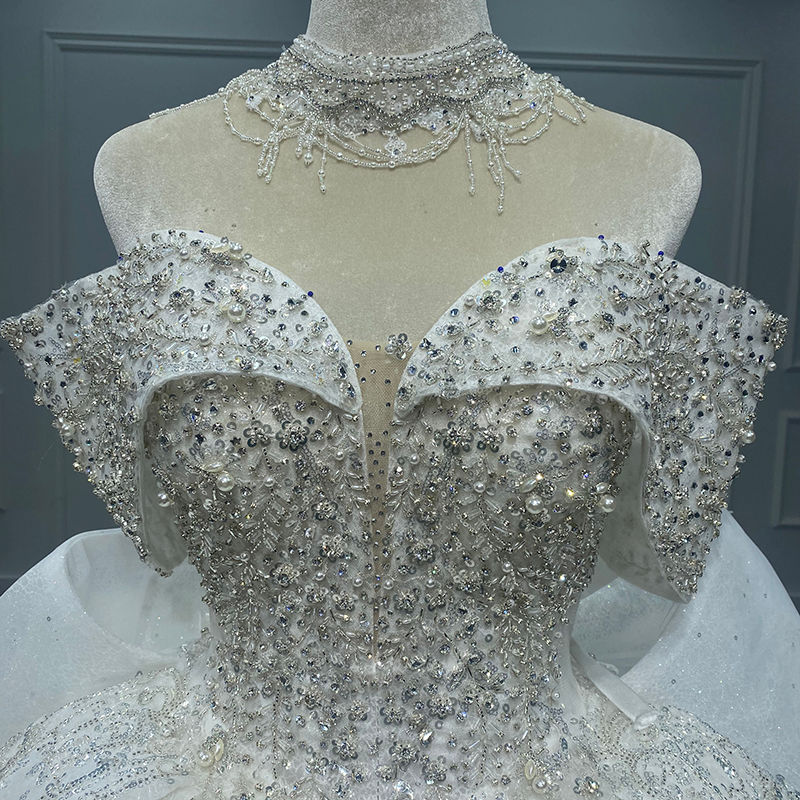 Thumbnail: Vintage High Neck Off Shoulder Bridal Wedding Dresses for Women Jancember Mn155