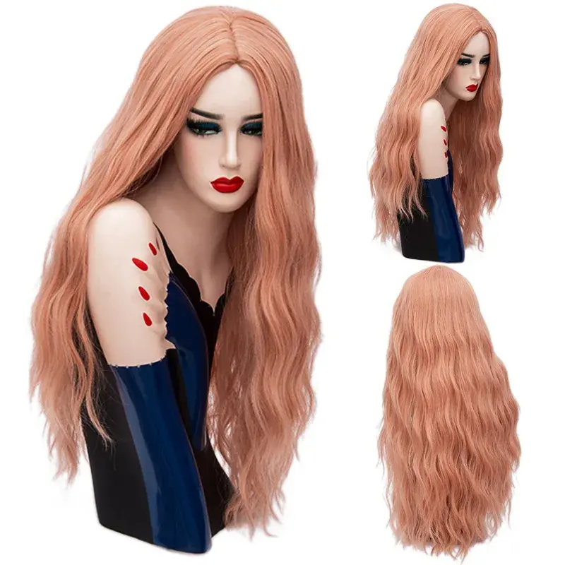 Thumbnail: MSIWIGS 70CM Long Pink Wavy Wigs Cosplay Lolita Synthetic Women