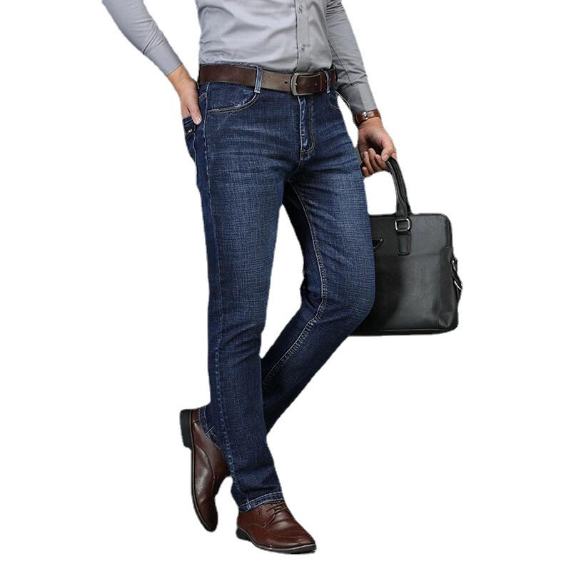 Thumbnail: Men Stretch Jeans Youth Straight Loose Large Business Casual Men's Pants Fashion