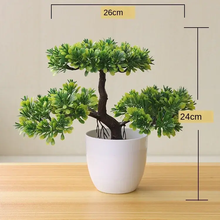 Thumbnail: Artificial Plants Potted Bonsai Green Small Tree Plants Fake Flowers Potted