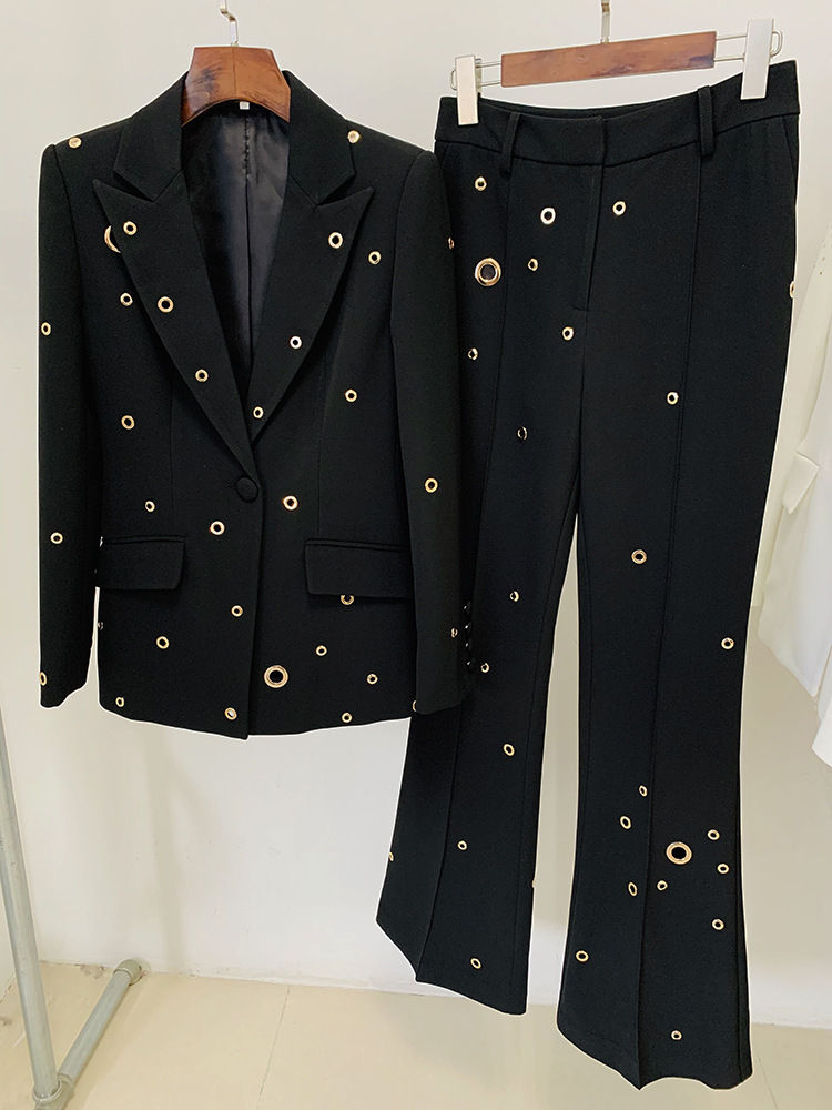 Thumbnail: High Quality Metal Buckle Hole Ladies Blazer Fashion Office Women