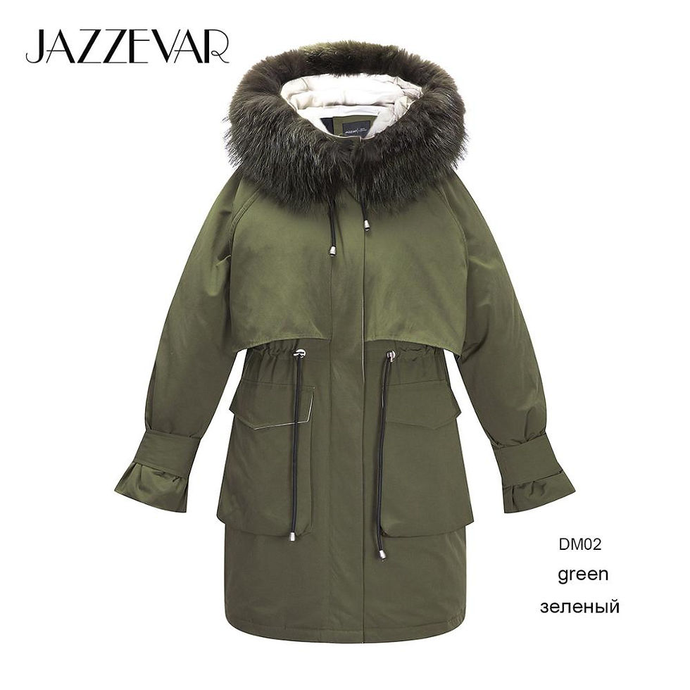 Thumbnail: JAZZEVAR 2021 Ladies Winter Raccoon Fur Collar 90% White Duck  Down Jacket 9058
