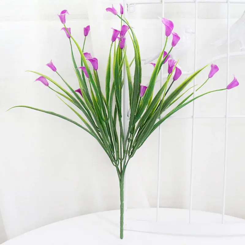 Thumbnail: New Beautiful 25 Heads/Bouquet Mini Artificial Calla With Leaf