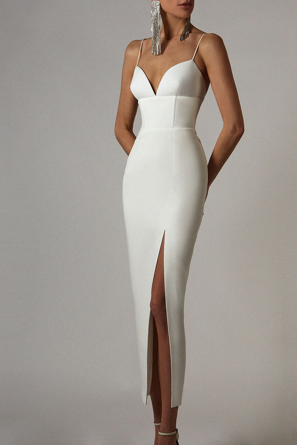 Thumbnail: Women Fashion White Bandage Bodycon Dresses  High Split Leg Stra