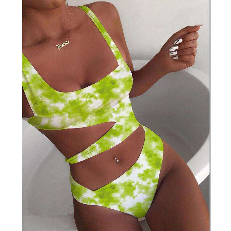 Thumbnail: Sexy White One Piece Swimsuit Women Cut Out Swimwen