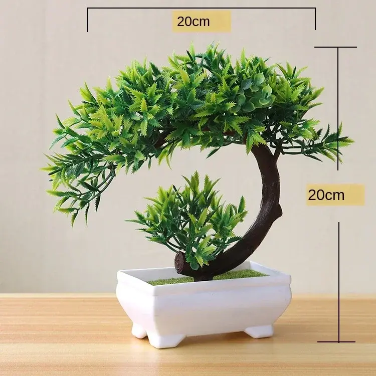Thumbnail: Artificial Plants Potted Bonsai Green Small Tree Plants Fake Flowers Potted