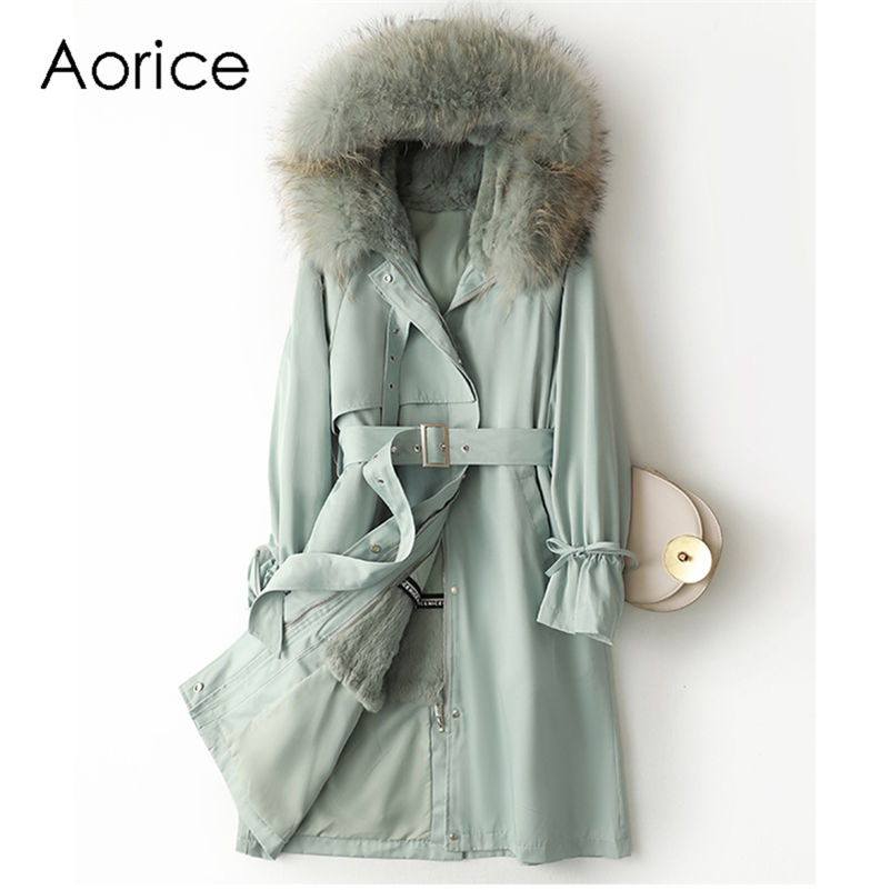 Thumbnail: PUDI Liner Fox Collar Blet Coat Jacket 41646 Real Fur Parka Trench W