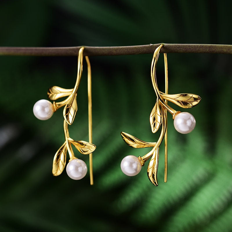 Thumbnail: Lotus Fun Real 925 Sterling Silver Natural Pearl Earrings Fine Jewelry