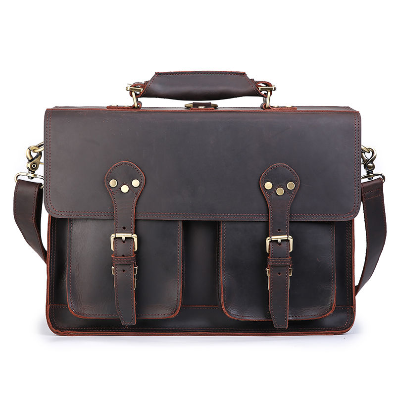 Thumbnail: Tiding Brand Custom Brown Mens Leather Attache Briefcase