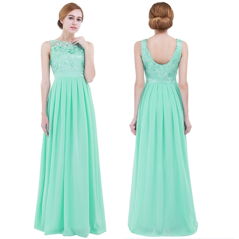 Thumbnail: New Arrivals Women Ladies Embroidered Chiffon Bridesmaid Long Ev