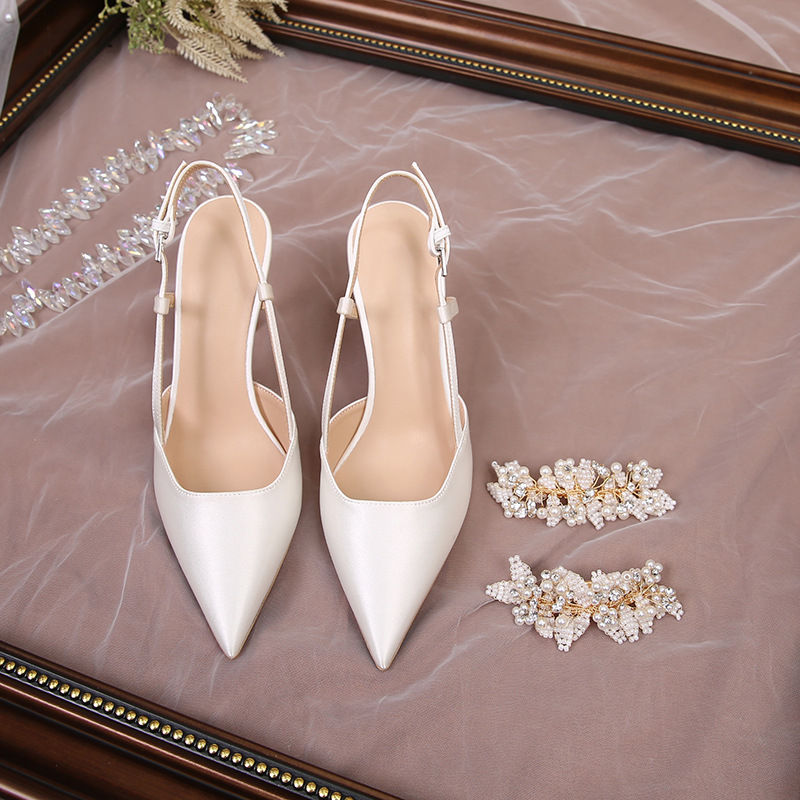 Thumbnail: Women Elegant Wedding Pointed Toe High Heels Sandals Heels Sandals