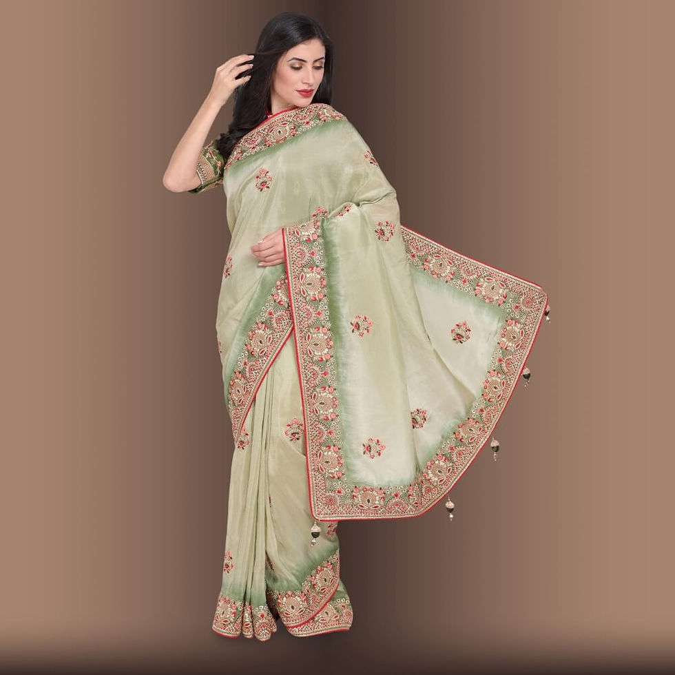 Thumbnail: Pure Organza Saree With Zardozi Work