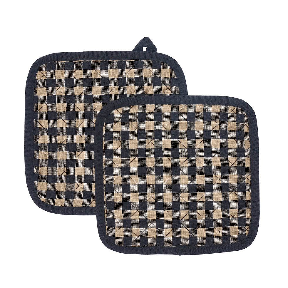 Thumbnail: Black Check Pot Holder Set of 2 8x8