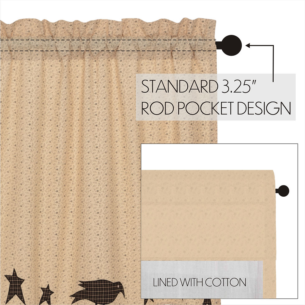 Thumbnail: Kettle Grove Applique Crow and Star Valance 16x60