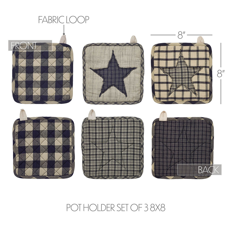 Thumbnail: My Country Patchwork Pot Holder Set of 3 8x8
