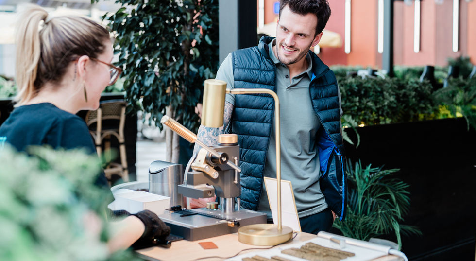 Leather Stamping at corporate event