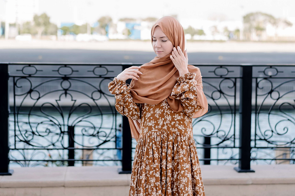 Thumbnail: Brown flower print dress 