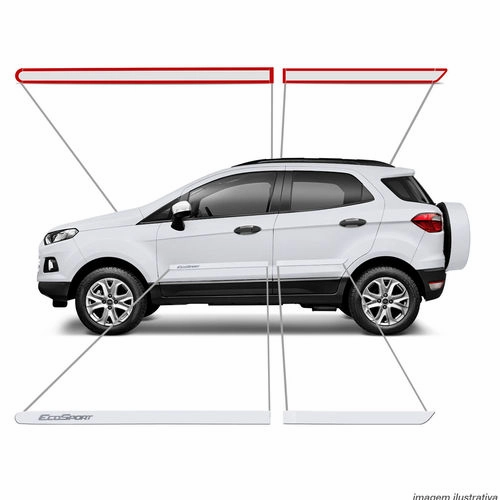 Miniatura: Jogo De Friso Lateral Ecosport 2013 A 2019 Branco Ártico Cor Original Grafia Dup