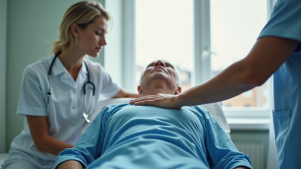 Eye-level view of a physiotherapy session with a patient and therapist