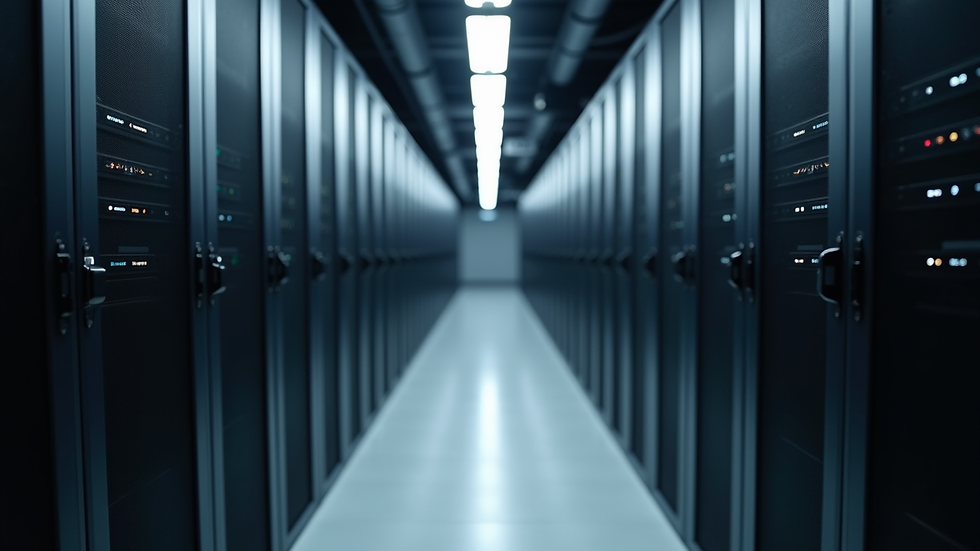 eye-level view of server rack in a data center