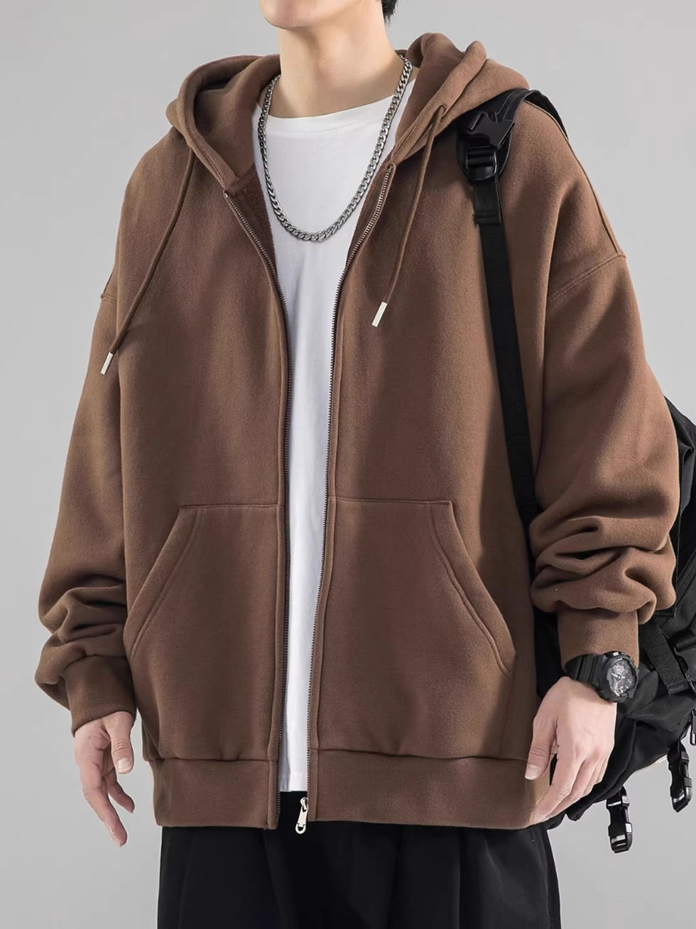 Miniatura: Heavyweight Hooded Sweatshirt Cardigan Men's Spring Autumn Winter New Fleece Lin