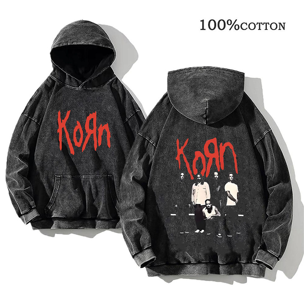 Miniatura: Korn Rock Band World Tour Hoodies Vintage Washed Men's Sweatshirts Cotton Hip Ho