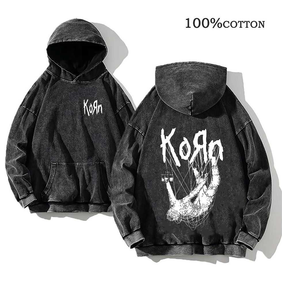 Miniatura: Korn Rock Band World Tour Hoodies Vintage Washed Men's Sweatshirts Cotton Hip Ho