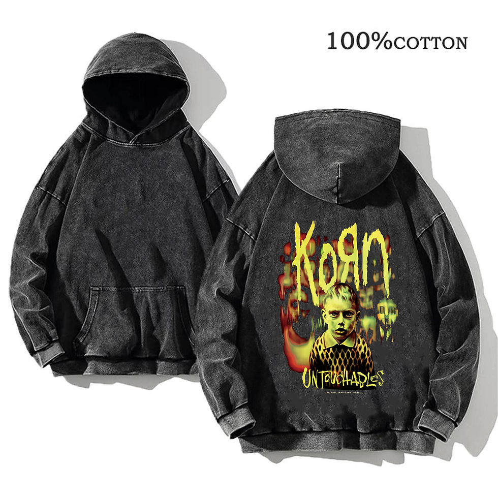 Miniatura: Korn Rock Band World Tour Hoodies Vintage Washed Men's Sweatshirts Cotton Hip Ho