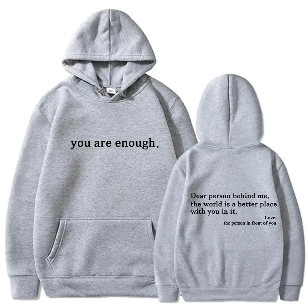 Miniatura: Autumn Winter Men Hooded Dear Person Behind Me You Are Enough Print Fashion Swea