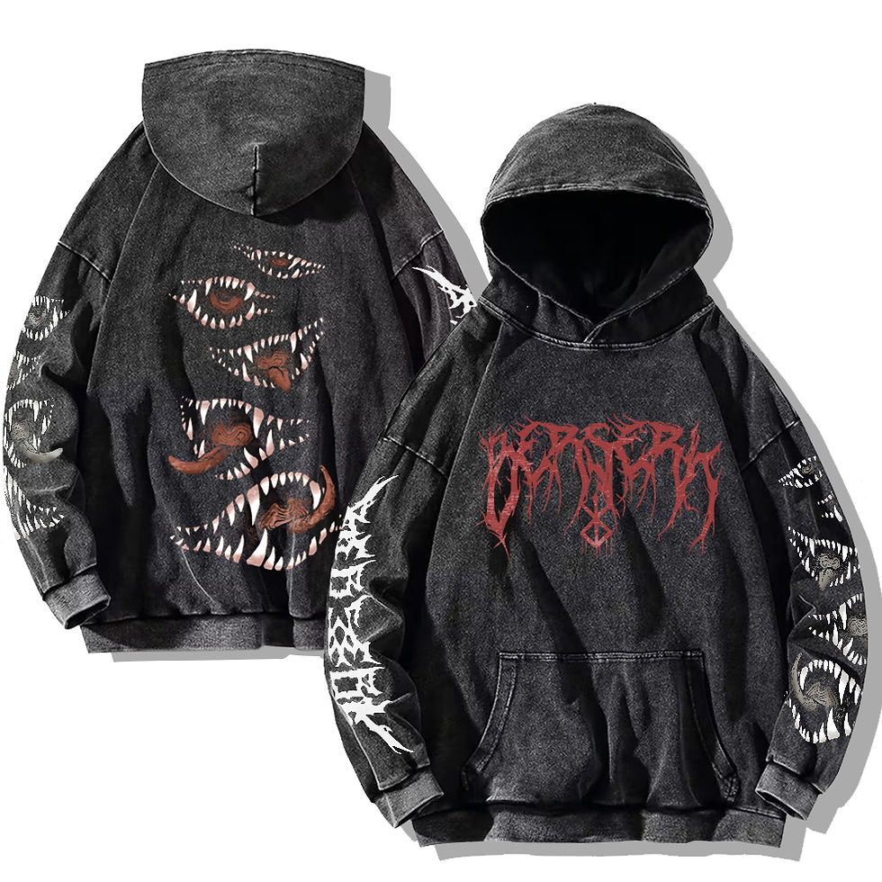 Miniatura: Gothic Vintage Washed Hoodies Teeth Funny Printed Sweatshirts Harajuku Retro Lon