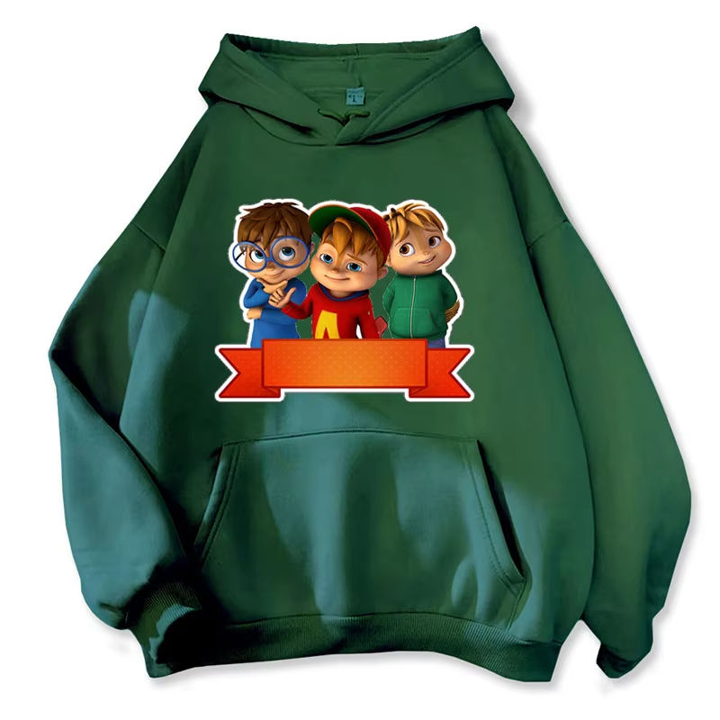 Miniatura: Cartoon Hoodie Alvin and The Chipmunks Green Red Navy Blue Shirt Camisa S/P Movi