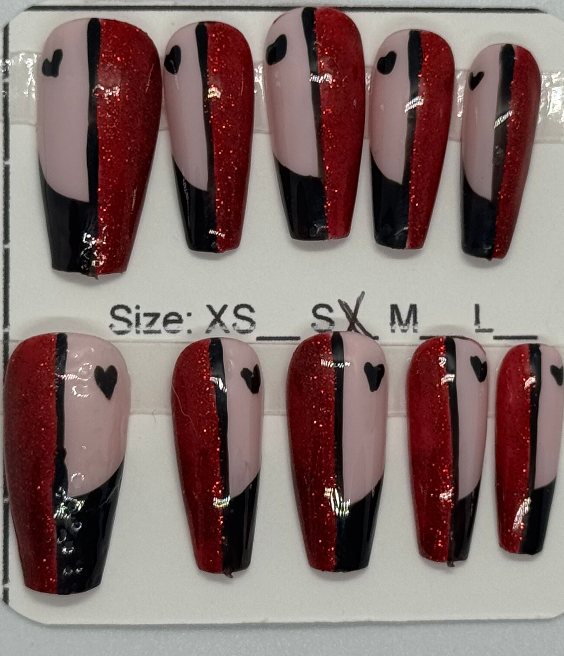 French with Red Glitter and Heart
