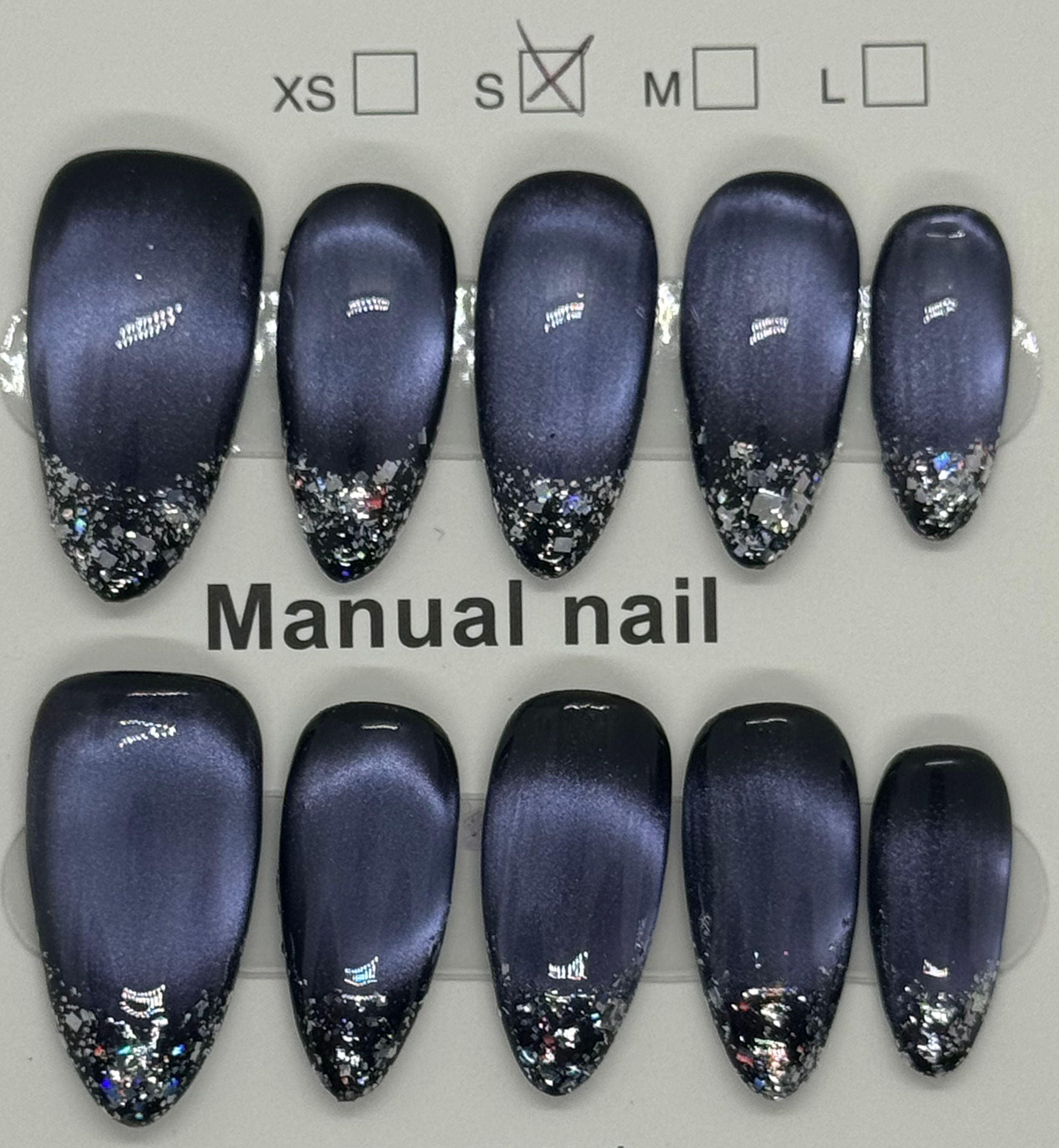 Small almond purple cat eye french tip