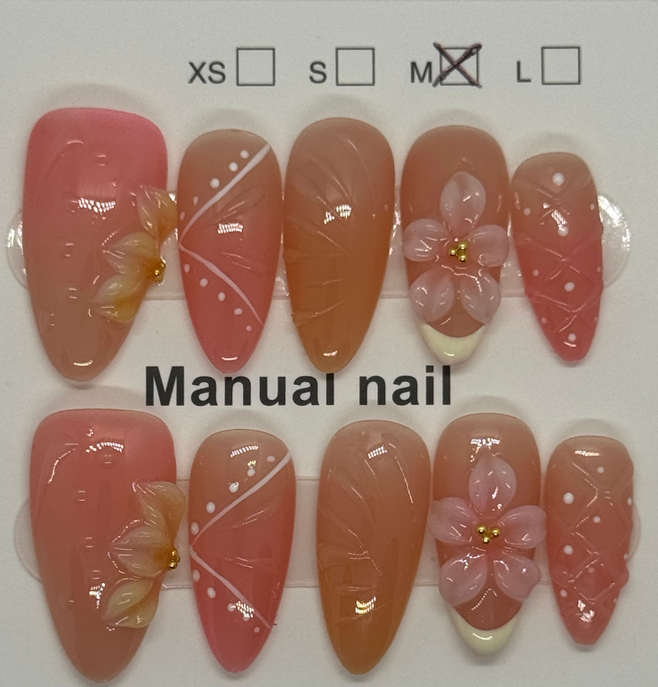 Medium almond pink and orange