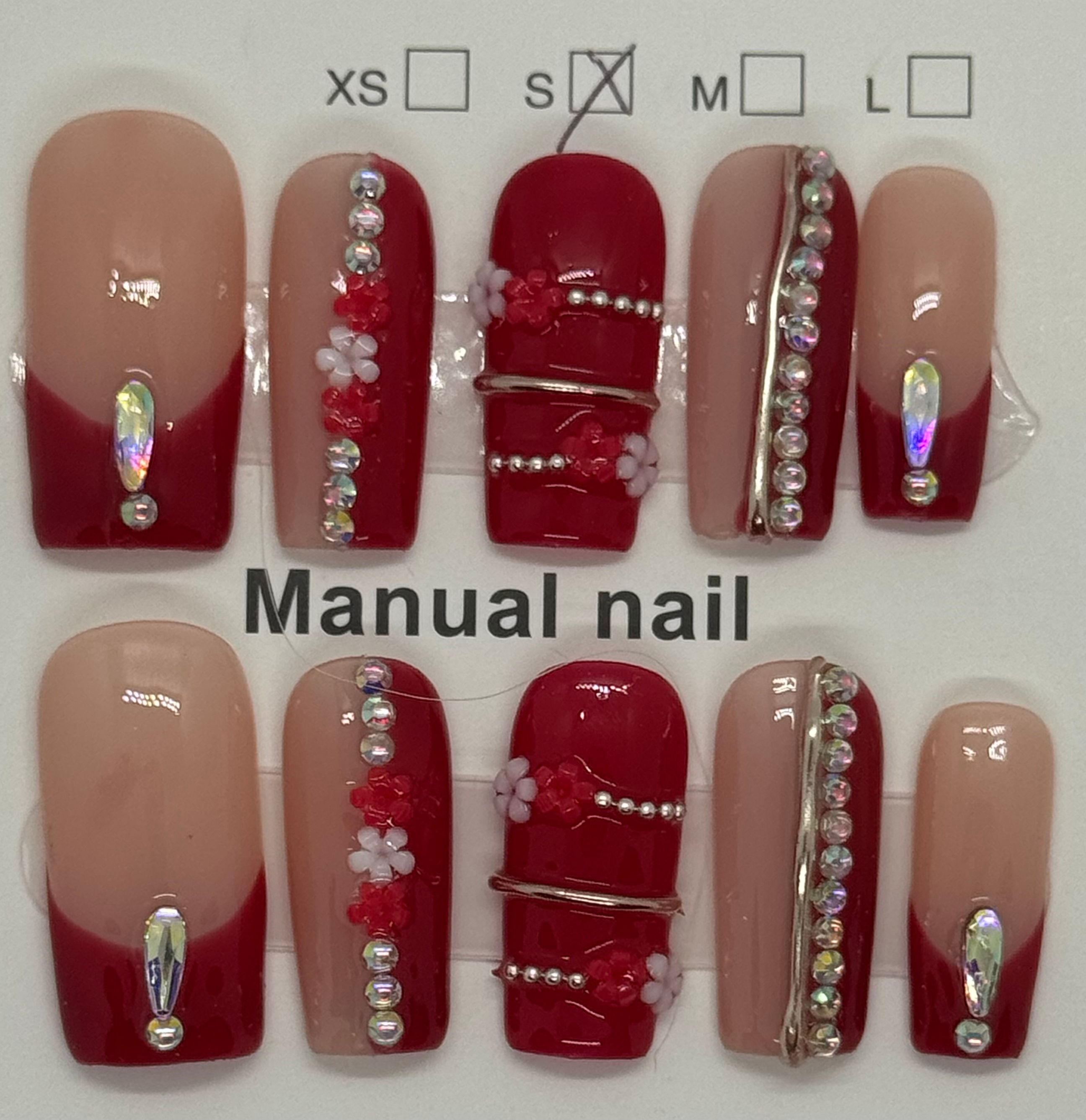 Small long square red with flowers and bangles
