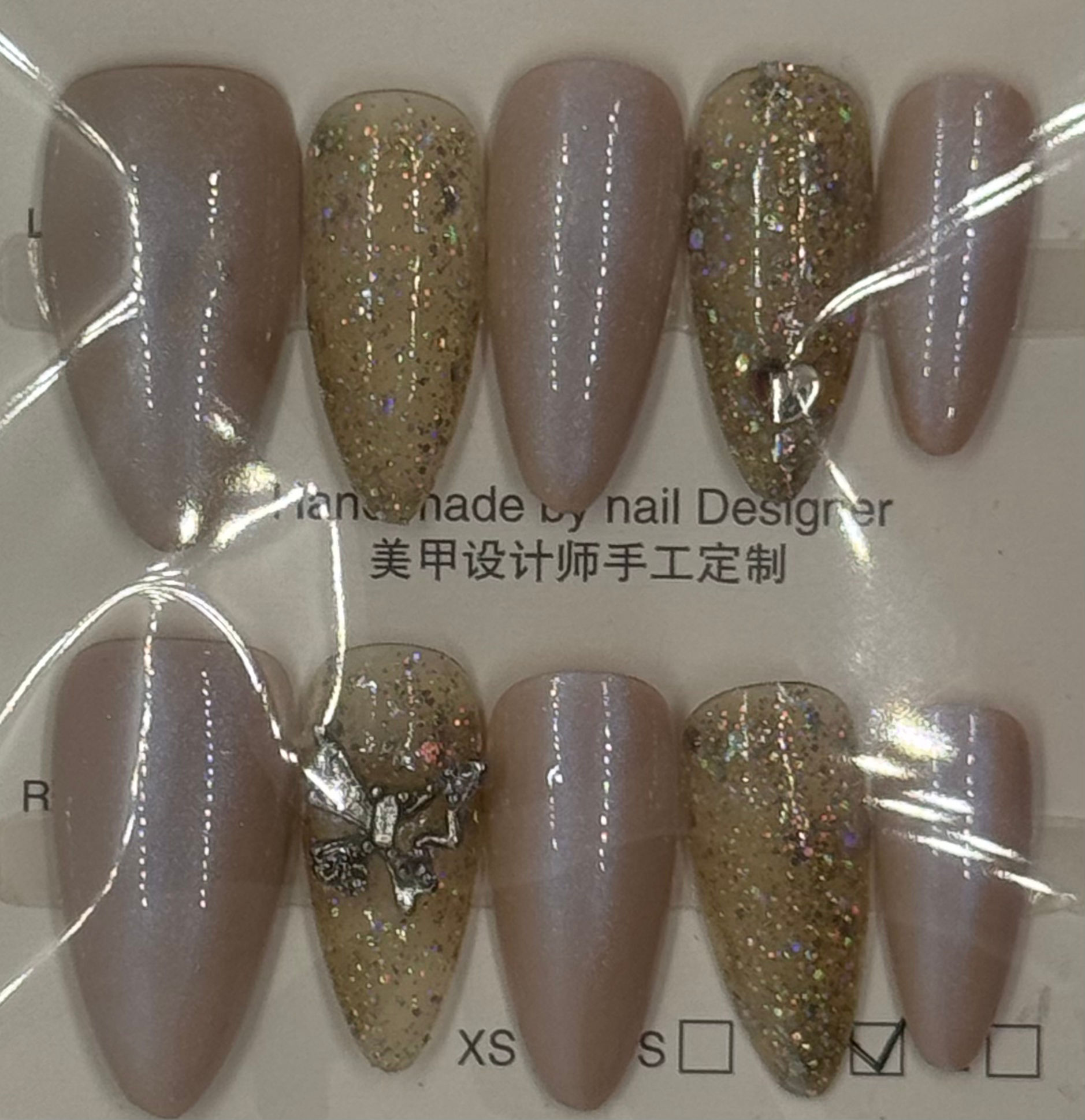 Medium almond pink and gold 