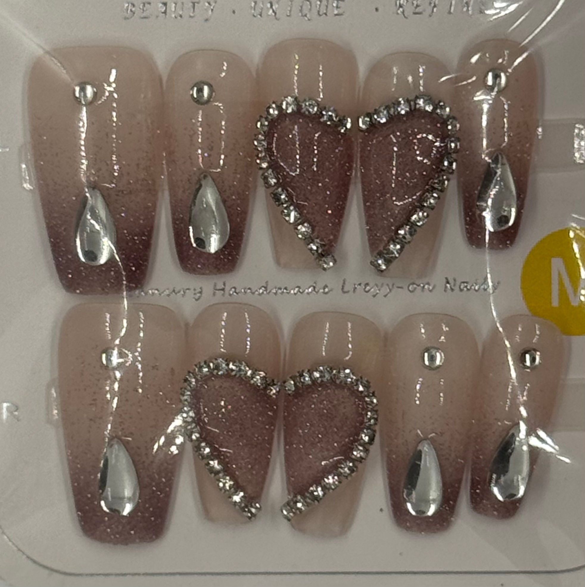 Medium coffin with rhinestone heart