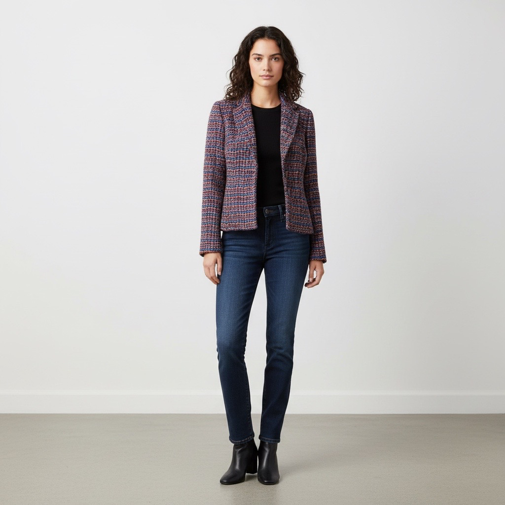 Blazer Texturizado Multicolor con Lazo en la Espalda