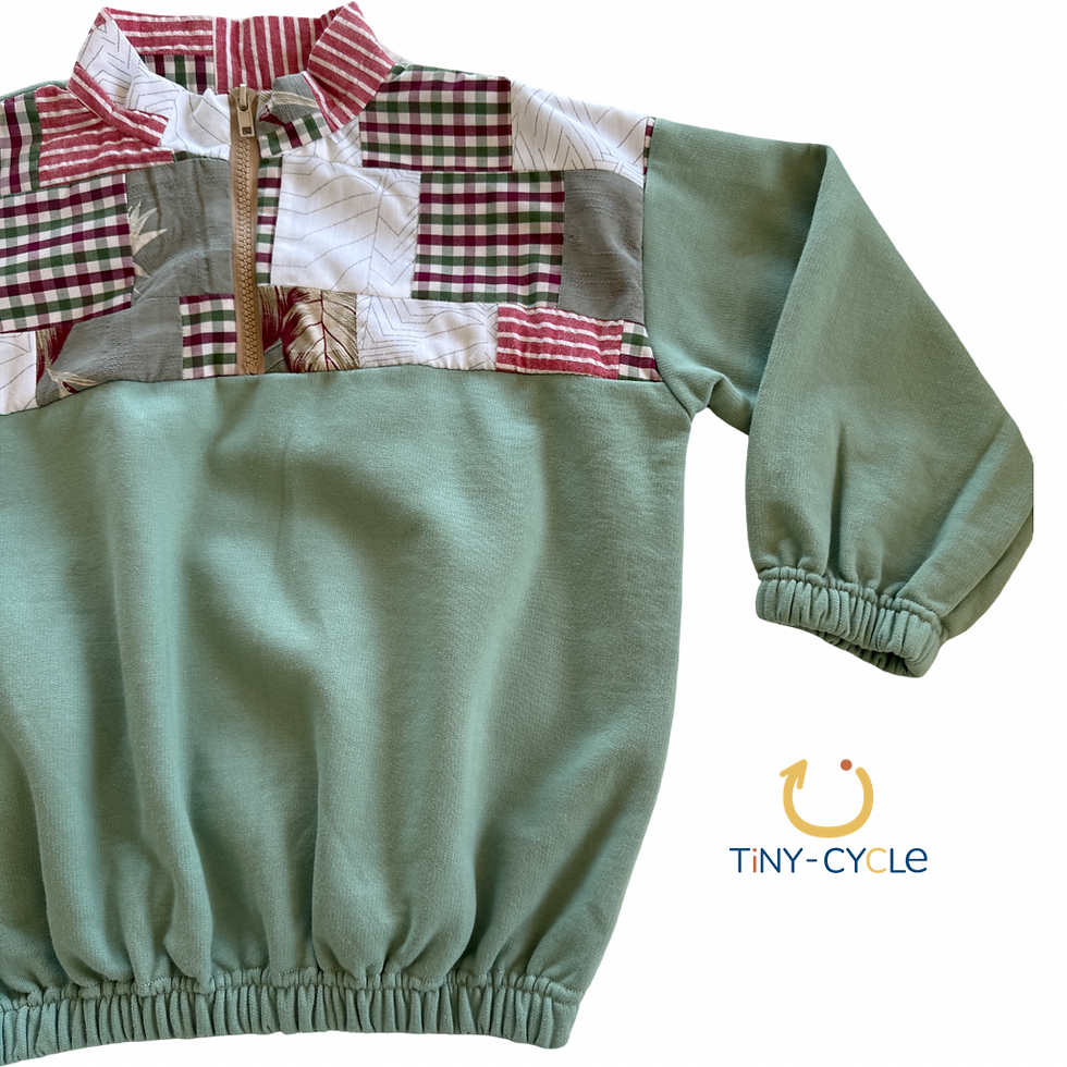 Miniatura: Polerón Patchwork Verde Bosque