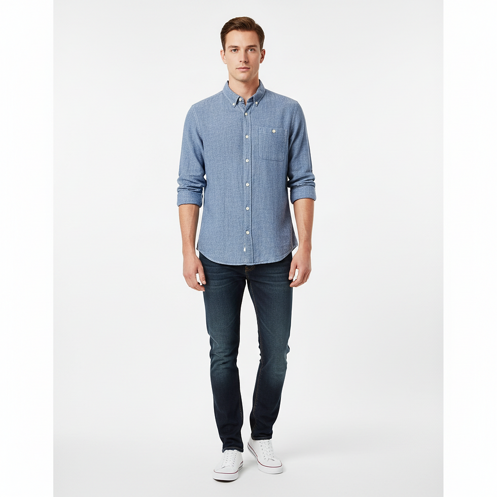 Miniatura: Camisa Hollister de Lino Azul – Manga Larga