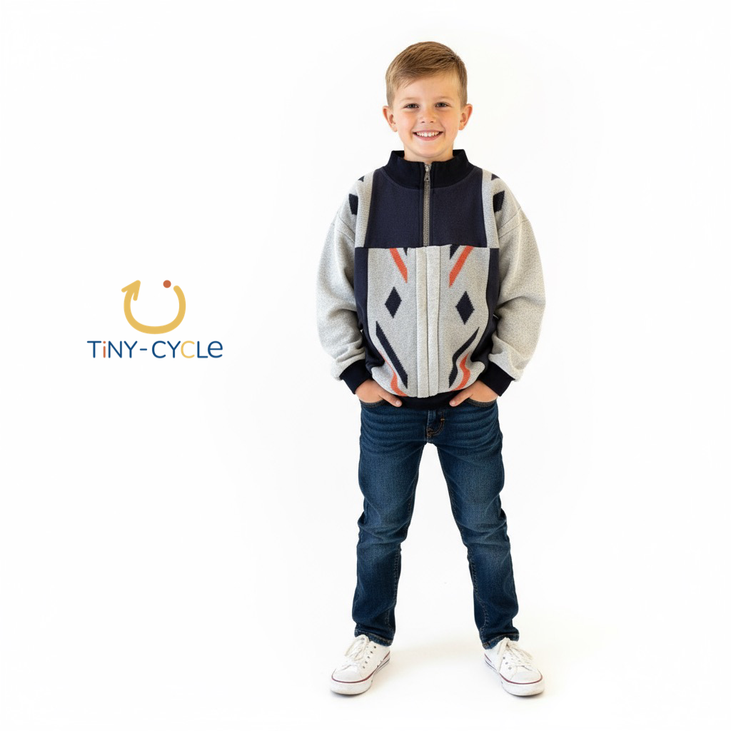 Polerón Retro Azul y Gris