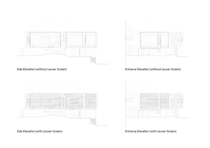 Elevations of extension with and without louvers