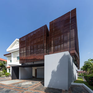 Entrance facade with louvers closed
Photos © Finbarr Fallon Creative Office
