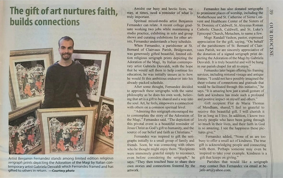 The article on the serigraphs in the Catholic Spirit, plus the cover of the issue.