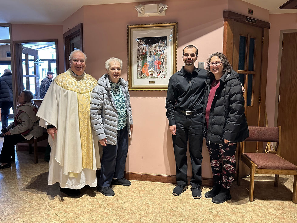 With Fr. Kevin and my family at St. Margaret of Cortona Church.