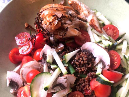 Roast Lemon Paprika & Tarragon Chicken (breast) with Quinoa and Crunchy Vegetable Salad