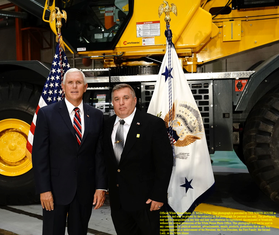 Jim Mills with US VP Mike Pence