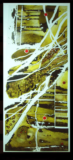 painted on glass/sandblast