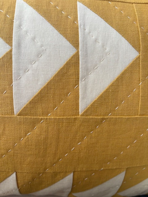 Thumbnail: Flow linen quilted cushion in Yellow & White